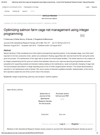 Optimizing salmon farm cage net management using integer programming