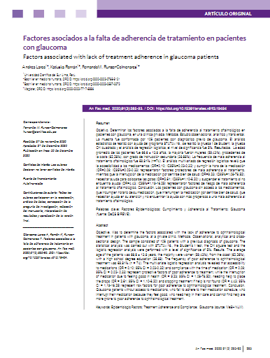 Factores asociados a la falta de adherencia de tratamiento en pacientes con glaucoma