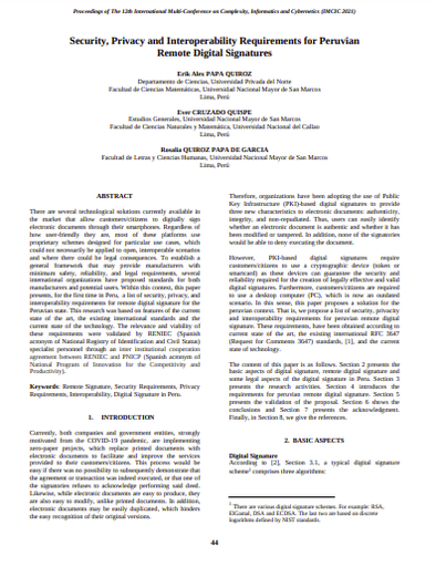 Security, privacy and interoperability requirements for peruvian remote digital signatures