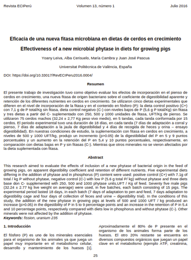 Eficacia de una nueva fitasa microbiana en dietas de cerdos en crecimiento