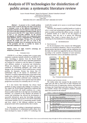 Analysis of UV technologies for disinfection of public areas: A systematic literature review