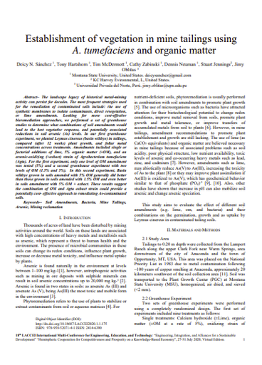 Establishment of vegetation in mine tailings using A. tumefaciens and organic matter