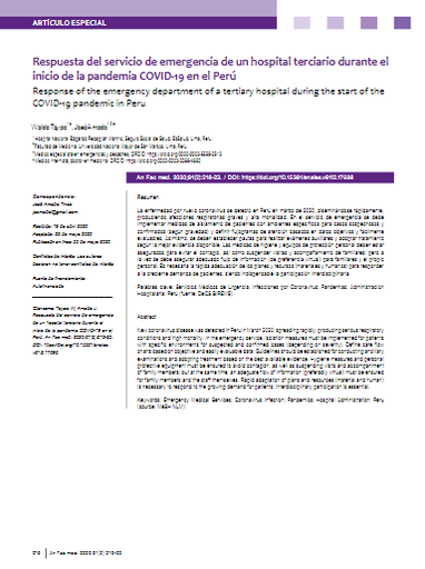 Respuesta del servicio de emergencia de un hospital terciario durante el inicio de la pandemia COVID-19 en el Perú