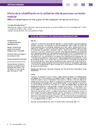Efecto de la rehabilitación en la calidad de vida de personas con lesión medular
