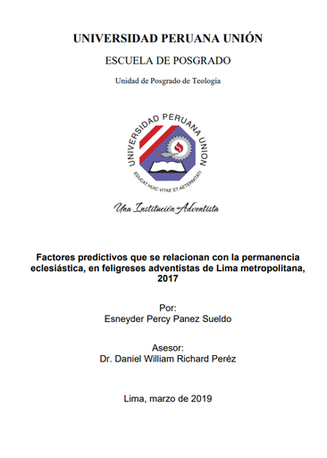 Factores predictivos que se relacionan con la permanencia eclesiástica, en feligreses adventistas de Lima metropolitana, 2017