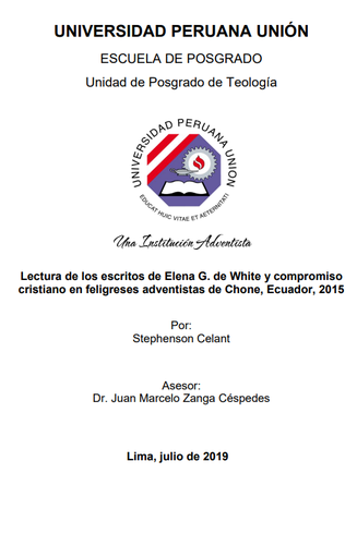 Lectura de los escritos de Elena G. de White y compromiso cristiano en feligreses adventistas de Chone, Ecuador, 2015