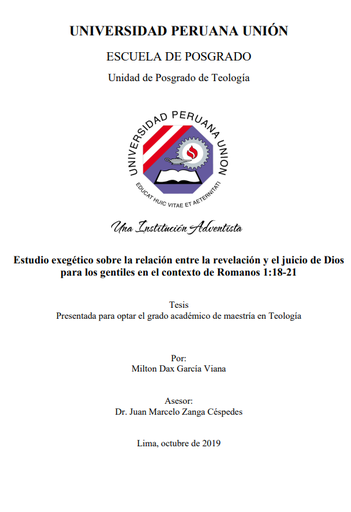 Estudio exegético sobre la relación entre la revelación y el juicio de Dios para los gentiles en el contexto de Romanos 1:18-21