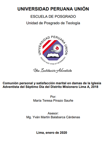 Comunión personal y satisfacción marital en damas de la Iglesia Adventista del Séptimo Día del Distrito Misionero Lima A