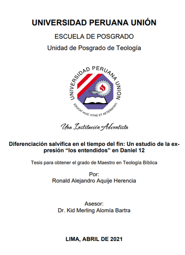 Diferenciación salvífica en el tiempo del fin: Un estudio de la ex-presión &quot;los entendidos&quot; en Daniel 12