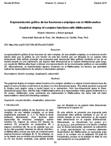 Representación gráfica de las funciones complejas con el Mathematica