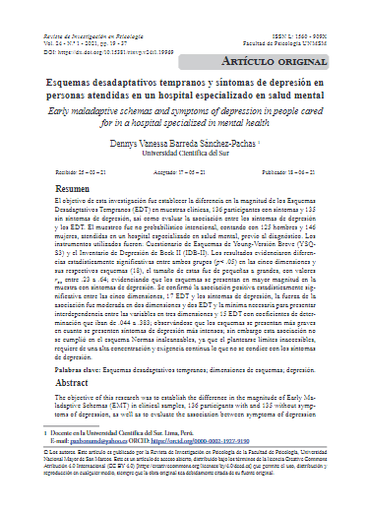 Esquemas desadaptativos tempranos y síntomas de depresión