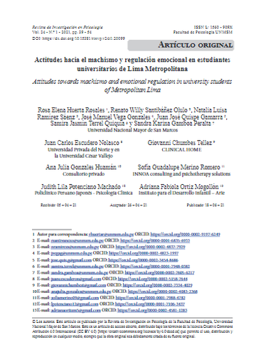 Actitudes hacia el machismo y regulación emocional en estudiantes universitarios de Lima Metropolitana
