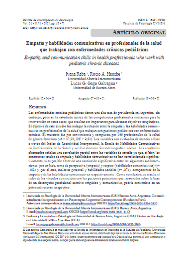 Empatía y habilidades comunicativas en profesionales de la salud que trabajan con enfermedades crónicas pediátricas