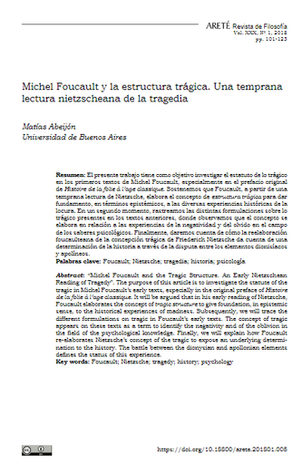 Michel Foucault y la estructura trágica. Una temprana lectura nietzscheana de la tragedia