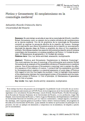 Plotino y Grosseteste: El neoplatonismo en la cosmología medieval