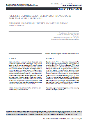 Juicios en la preparación de estados financieros de empresas mineras peruanas