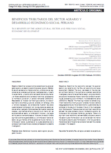 Beneficios tributarios del sector agrario y desarrollo económico-social peruano