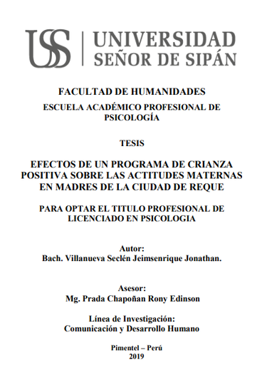 Efectos de un programa de crianza positiva sobre las actitudes maternas en madres de la ciudad de reque