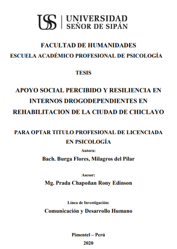 Apoyo social percibido y resiliencia en internos drogodependientes en rehabilitación de la ciudad de Chiclayo