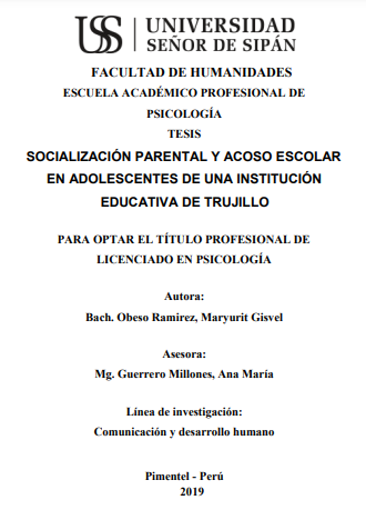 Socialización parental y acoso escolar en adolescentes de una institución educativa de Trujillo