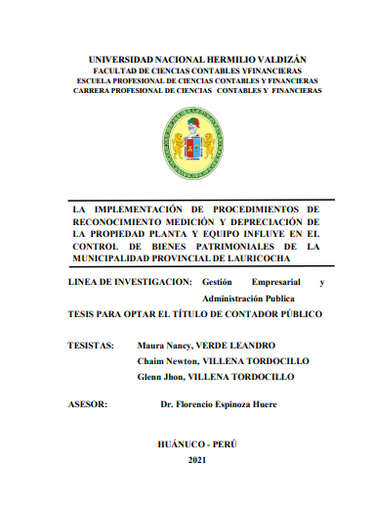 La implementación de procedimientos de reconocimiento medición y depreciación de la propiedad planta y equipo