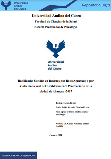 Habilidades sociales en internos por robo agravado y por violación sexual del Establecimiento Penitenciario de la ciudad de Abancay-2017