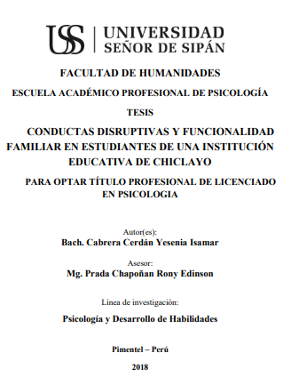 CONDUCTAS DISRUPTIVAS Y FUNCIONALIDAD FAMILIAR EN ESTUDIANTES DE UNA INSTITUCIÓN EDUCATIVA DE CHICLAYO