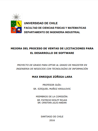 Mejora del proceso de ventas de licitaciones para el desarrollo de software