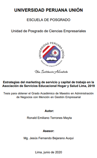 Estrategias del marketing de servicio y capital de trabajo en la Asociación de Servicios Educacional Hogar y Salud Lima