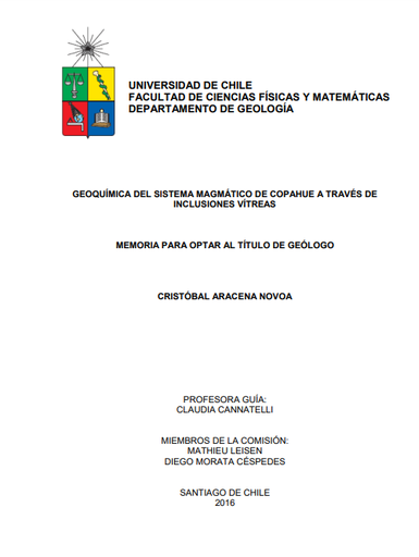 Geoquímica del sistema magmático de Copahue a través de inclusiones vítreas