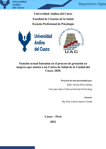 Función sexual femenina en el proceso de gestación en mujeres que asisten a un Centro de Salud de la Ciudad del Cusco