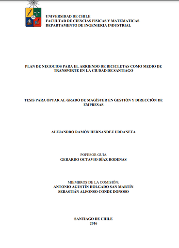 Plan de negocios para el arriendo de bicicletas como medio de transporte en la ciudad de Santiago