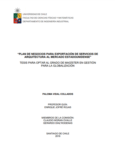 Plan de negocios para exportación de servicios de arquitectura al mercado estadounidense