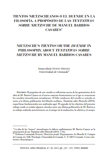 Tientos nietzscheanos o el duende en la filosofía