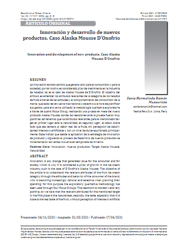 Innovación y desarrollo de nuevos productos. Caso Alaska Mousse D'Onofrio