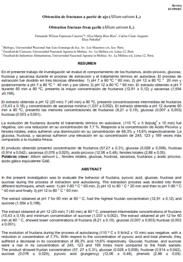 Obtención de fructanos a partir de ajo (Allium sativum L.)