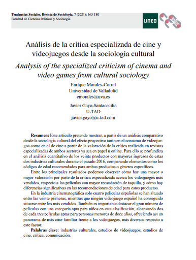 Análisis de la crítica especializada de cine y videojuegos desde la sociología cultural