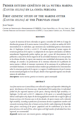 Primer estudio genético de la nutria marina (Lontra fe L ina ) en la costa peruana