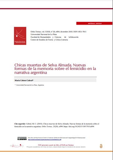 Chicas muertas de Selva Almada. Nuevas formas de la memoria sobre el femicidio en la narrativa argentina