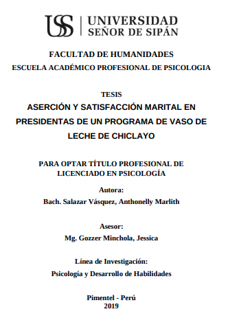 Aserción y satisfacción marital en presidentas de un programa de vaso de leche de Chiclayo