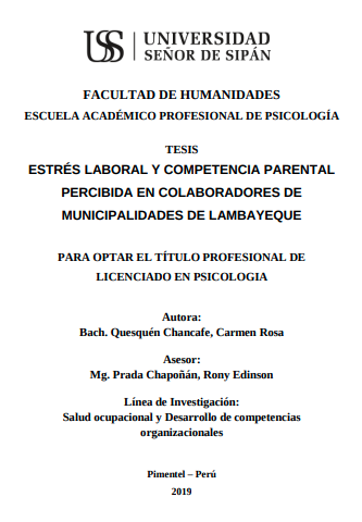 ESTRÉS LABORAL Y COMPETENCIA PARENTAL PERCIBIDA EN COLABORADORES DE MUNICIPALIDADES DE LAMBAYEQUE