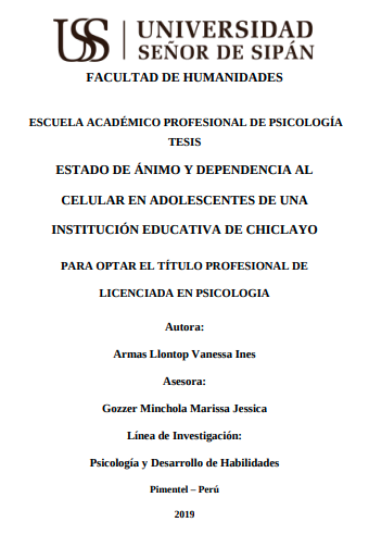 ESTADO DE ÁNIMO Y DEPENDENCIA AL CELULAR EN ADOLESCENTES DE UNA INSTITUCIÓN EDUCATIVA DE CHICLAYO