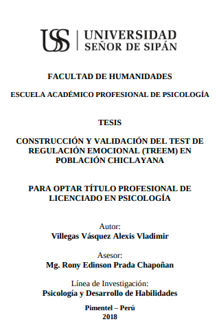 CONSTRUCCIÓN Y VALIDACIÓN DEL TEST DE REGULACIÓN EMOCIONAL (TREEM) EN POBLACIÓN CHICLAYANA