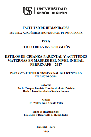 ESTILOS DE CRIANZA PARENTAL Y ACTITUDES MATERNAS EN MADRES DEL NIVEL INICIAL, FERREÑAFE - 2017