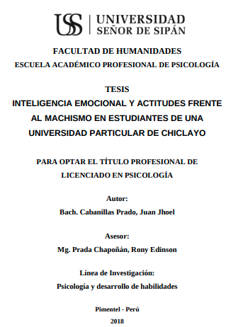 INTELIGENCIA EMOCIONAL Y ACTITUDES FRENTE AL MACHISMO EN ESTUDIANTES DE UNA UNIVERSIDAD PARTICULAR DE CHICLAYO