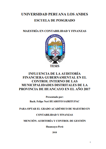 Influencia de la auditoria financiera gubernamental en el control interno de las Municipalidades Distritales de la Provincia