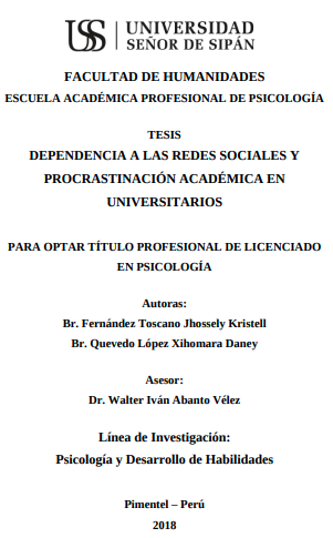 DEPENDENCIA A LAS REDES SOCIALES Y PROCRASTINACIÓN ACADÉMICA EN UNIVERSITARIOS