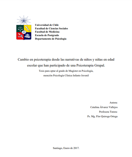 Cambio en psicoterapia desde las narrativas de niños y niñas en edad escolar que han participado de una Psicoterapia Grupal