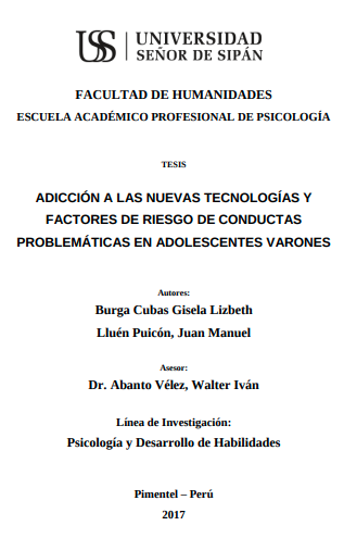 Adicción a las nuevas tecnologías y factores de riesgo de conductas problemáticas en adolescentes varones