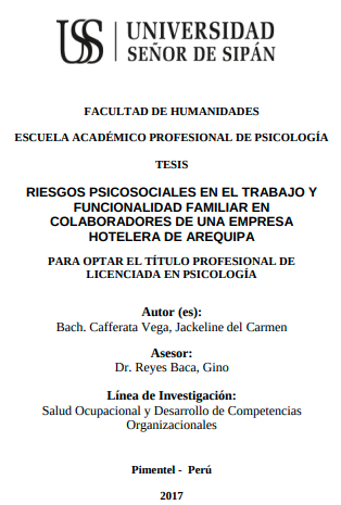 Riesgos psicosociales en el trabajo y funcionalidad familiar en colaboradores de una empresa hotelera de Arequipa